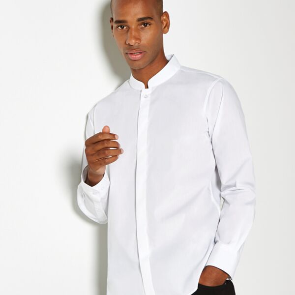 Kustom Kit Long Sleeve Tailored Mandarin Collar Shirt Thumbnail